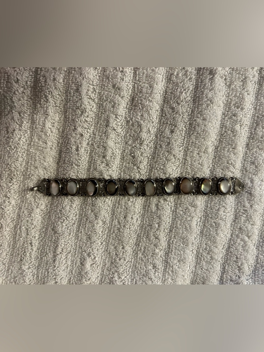 Silver-Tone Mother of Pearl Link Bracelet